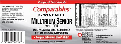 Photo of the Comparables By Windmill Milltrium Senior With Lutein label