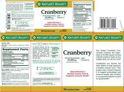 Photo of the Nature's Bounty Cranberry with Vitamin C label