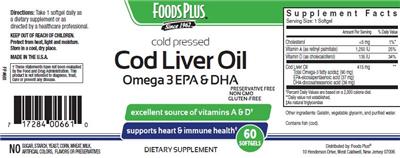 Photo of the Foods Plus Cod Liver Oil label