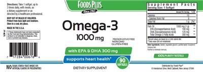 Photo of the Foods Plus Omega-3 1000 mg label