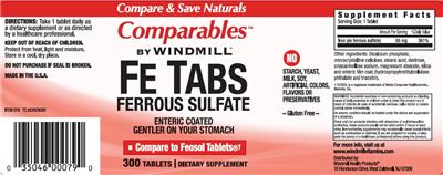 Photo of the Comparables By Windmill Fe Tabs Ferrous Sulfate label