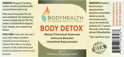 Photo of the BodyHealth Body Detox label