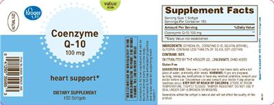 Photo of the Kroger Coenzyme Q-10 100 mg label
