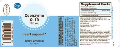 Photo of the Kroger Coenzyme Q-10 100 mg label