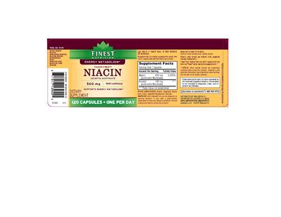 Photo of the Finest Nutrition Niacin 500 mg label