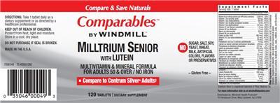 Photo of the Comparables By Windmill Milltrium Senior with Lutein label
