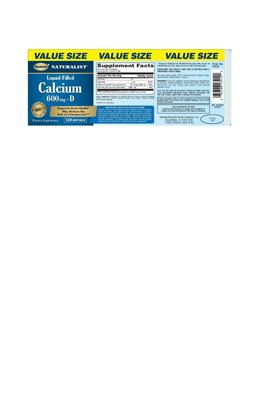 Photo of the Sundown Naturalist Liquid-Filled Calcium 600 mg + D label