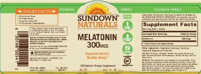 Photo of the Sundown Naturals Melatonin 300 mcg label
