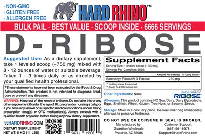 Photo of the Hard Rhino D-Ribose label