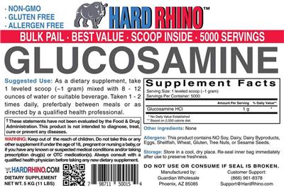 Photo of the Hard Rhino Glucosamine label