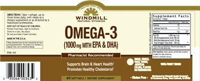 Photo of the Windmill Natural Vitamins Omega-3 (1000 mg With EPA & DHA) label