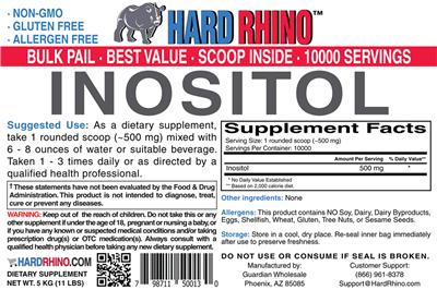 Photo of the Hard Rhino Inositol label