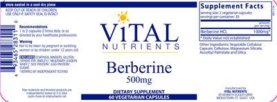 Photo of the Vital Nutrients Berberine 500 mg label