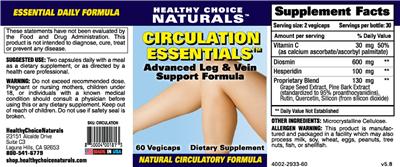 Photo of the Healthy Choice Naturals Circulation Essentials label