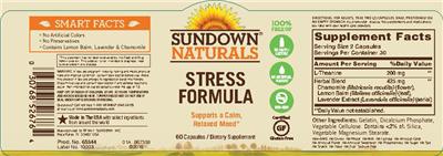 Photo of the Sundown Naturals Stress Formula label