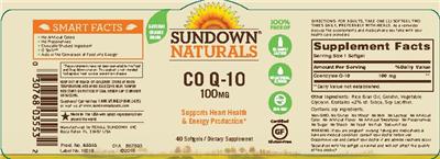 Photo of the Sundown Naturals Co Q-10 100 mg label