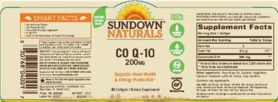 Photo of the Sundown Naturals Co Q-10 200 mg label