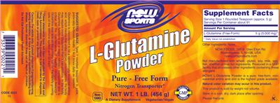 Photo of the NOW Sports L-Glutamine Powder label