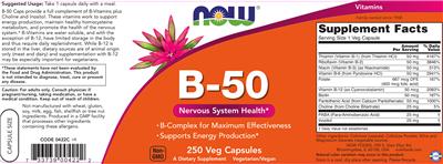 Photo of the NOW B-50 label