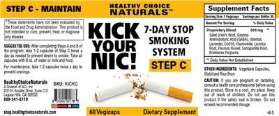 Photo of the Healthy Choice Naturals Kick Your Nic! 7-Day Stop Smoking System Step C label