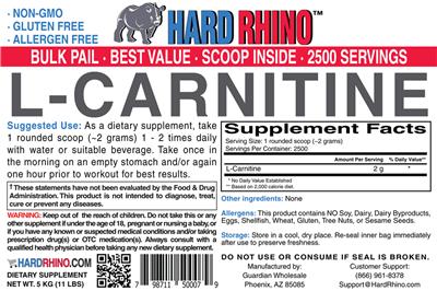 Photo of the Hard Rhino L-Carnitine label