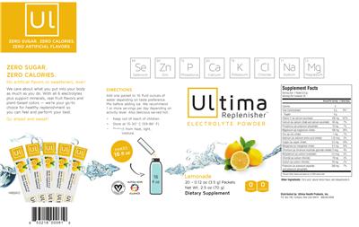 Photo of the Ultima Ultima Replenisher Lemonade label