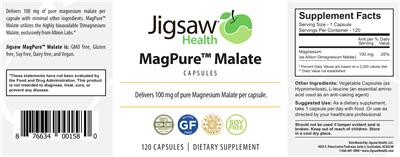 Photo of the Jigsaw Health MagPure Malate Capsules label