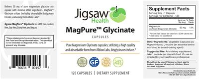 Photo of the Jigsaw Health MagPure Glycinate Capsules label