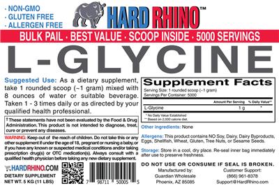 Photo of the Hard Rhino L-Glycine label
