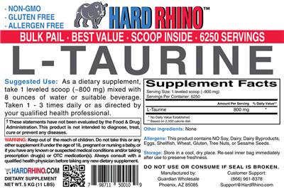 Photo of the Hard Rhino L-Taurine label