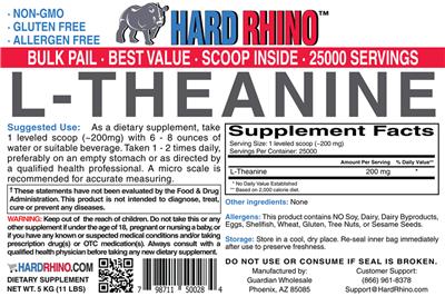 Photo of the Hard Rhino L-Theanine label