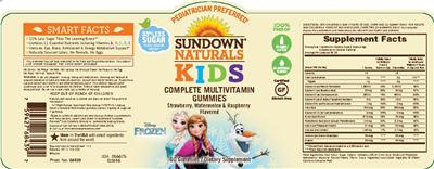 Photo of the Sundown Naturals Kids Complete Multivitamin Disney Frozen Gummies label