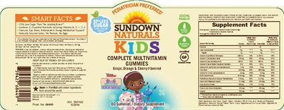 Photo of the Sundown Naturals Kids Complete Multivitamin Disney Junior Doc McStuffins Gummies label