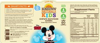 Photo of the Sundown Naturals Kids Complete Multivitamin Disney Mickey Mouse Gummies label