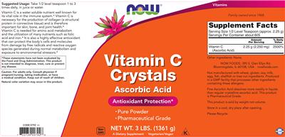 Photo of the NOW Vitamin C Crystals label
