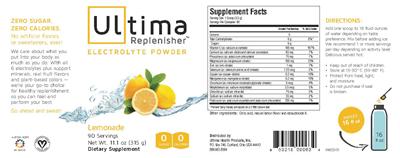 Photo of the Ultima Ultima Replenisher Lemonade label