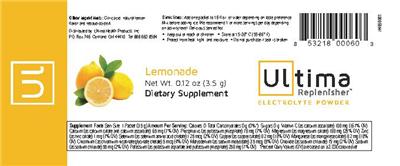 Photo of the Ultima Ultima Replenisher Lemonade label