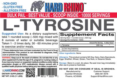 Photo of the Hard Rhino L-Tyrosine label