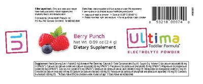 Photo of the Ultima Ultima Toddler Formula Berry Punch label