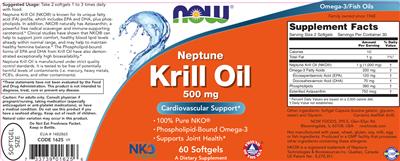 Photo of the NOW Neptune Krill Oil 500 mg label
