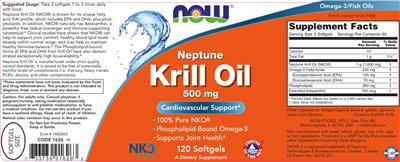 Photo of the NOW Neptune Krill Oil 500 mg label