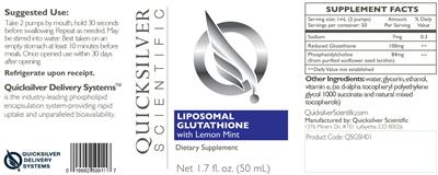 Photo of the Quicksilver Scientific Liposomal Glutathione With Lemon Mint label
