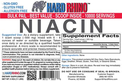 Photo of the Hard Rhino Niacin label