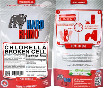 Photo of the Hard Rhino Chlorella Broken Cell label