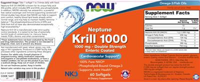 Photo of the NOW Neptune Krill Oil 1000 label