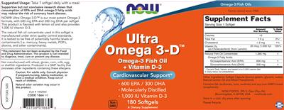 Photo of the NOW Ultra Omega 3-D label