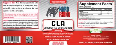 Photo of the Hard Rhino CLA Conjugated Linoleic Acid 1000 mg label