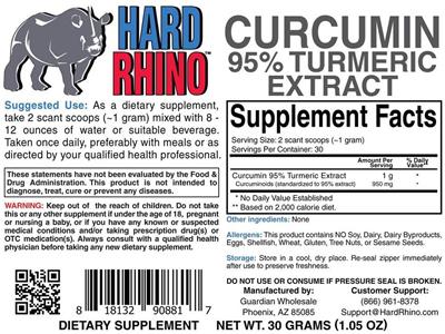 Photo of the Hard Rhino Curcumin 95% Turmeric Extract label