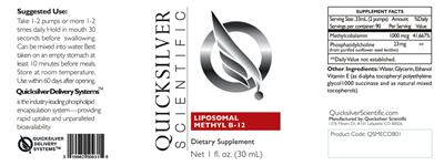 Photo of the Quicksilver Scientific Liposomal Methyl B-12 label
