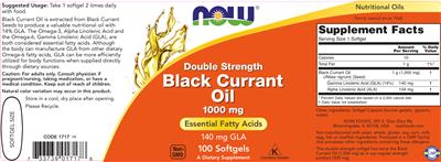 Photo of the NOW Double Strength Black Currant Oil 1000 mg label